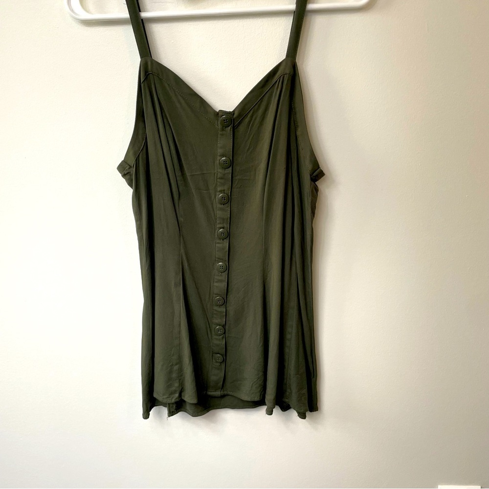 Torrid fit and flare olive green button up tank top - size 00 - large